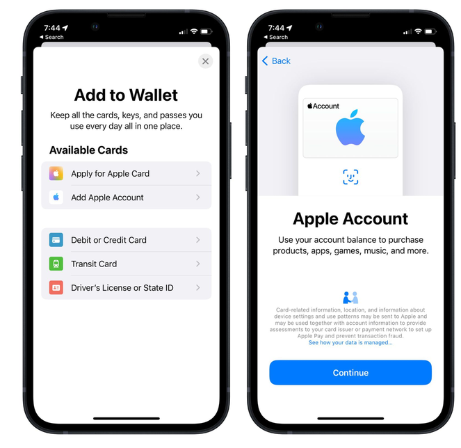 枣阳苹果手机维修分享iOS 15.5钱包App如何添加 Apple 账户 