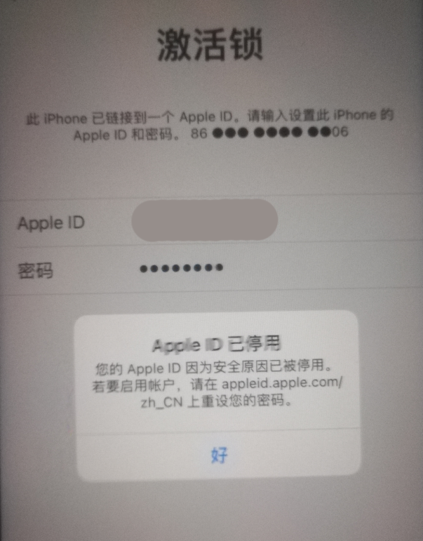 枣阳苹果手机维修分享iPhone 12 出现提示“Apple ID 已停用”怎么办 