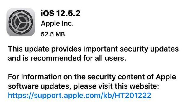 枣阳苹果手机维修分享iOS12.5.2发布，建议所有老苹果用户安装 
